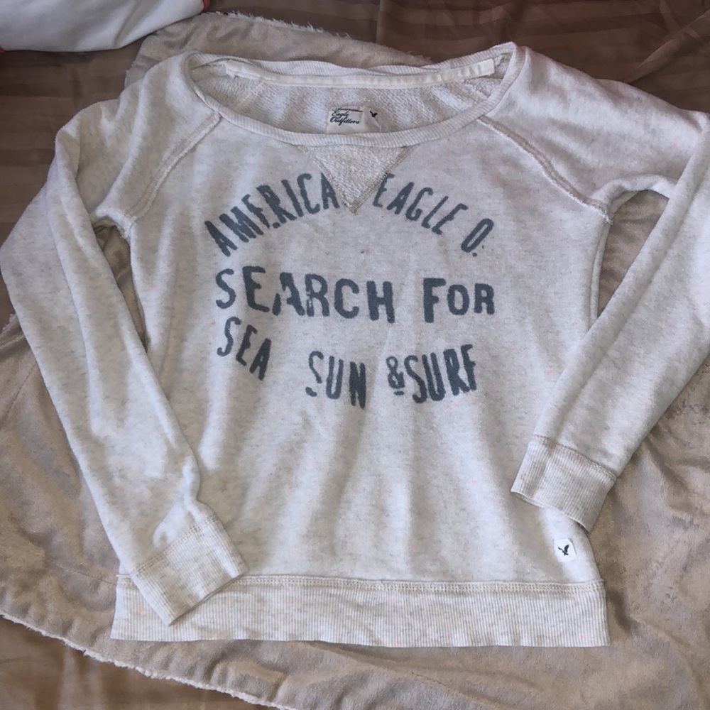 American Eagle off the shoulder lightweight speckled swatershit. sz xs - Picture 3 of 6